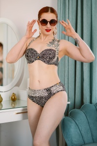 Multiway Little Leopard Bikini Top in Black and Cream