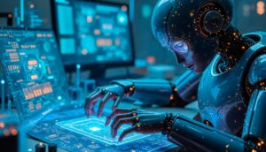 futuristic-robot-interacting-with-digital-interface_23-2151966726
